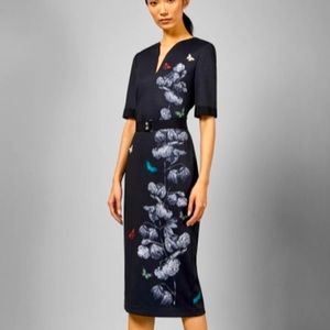 NWT TED BAKER NILIANO NARNIA FLORAL BODYCON  OFFICE DRESS SZ US 12/14 TED SZ 5